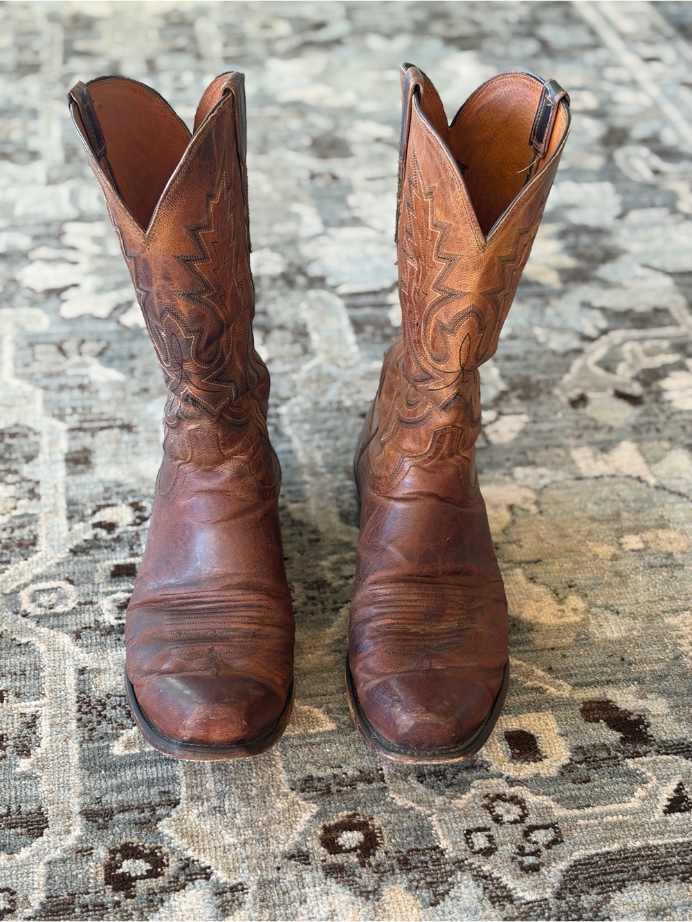 Lucchese Corbin Brown Embossed Leather Western Boots